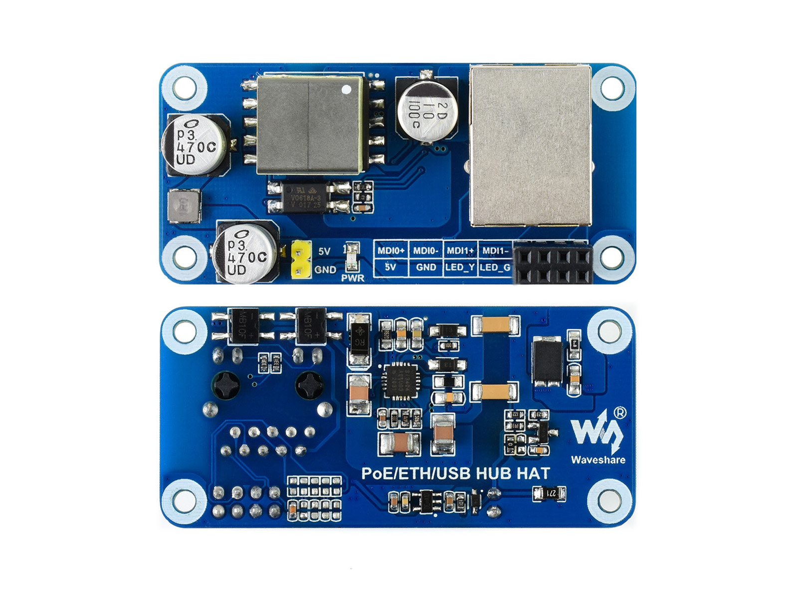 PoE Ethernet / USB HUB HAT für Raspberry Pi Zero, 1x RJ45, 3x USB