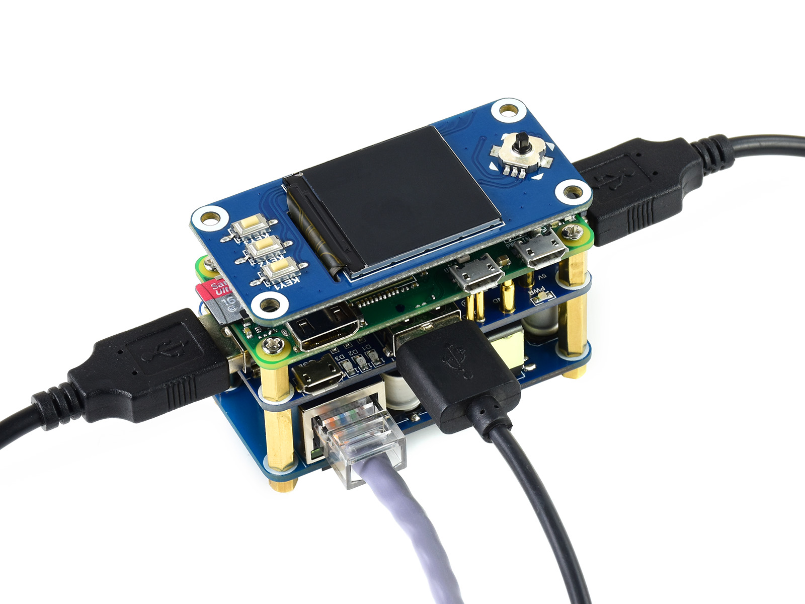 PoE Ethernet / USB HUB HAT für Raspberry Pi Zero, 1x RJ45, 3x USB